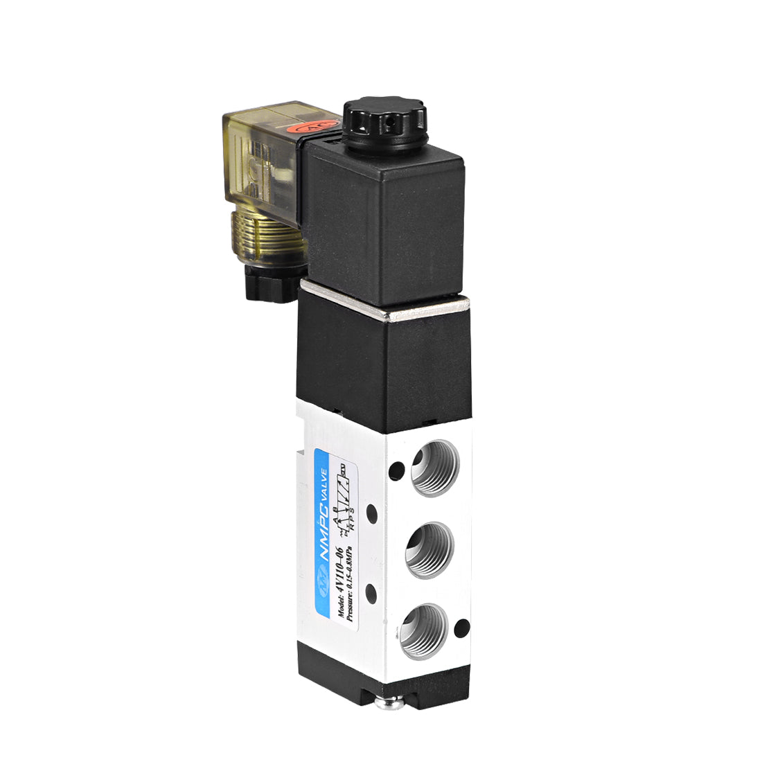 uxcell Uxcell 4V110-06 Pneumatic Air Single Electrical Control Solenoid Valve AC110V 5 Way 2 Position 1/8" PT Thread Internally Piloted Acting Type w LED Light