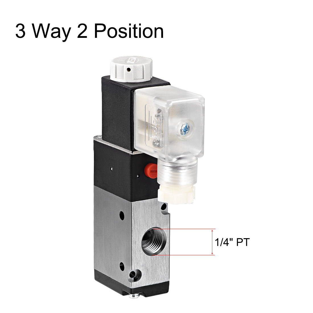 uxcell Uxcell 3V210-08 Pneumatic Air NC Single Piloted  Electrical Control Solenoid Valve DC 12V 3 Way 2 Position 1/4" PT Thread Internally Acting Type w LED Light