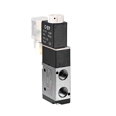 Harfington Uxcell 3V210-08 Pneumatic Air NC Single Piloted  Electrical Control Solenoid Valve DC 12V 3 Way 2 Position 1/4" PT Thread Internally Acting Type w LED Light
