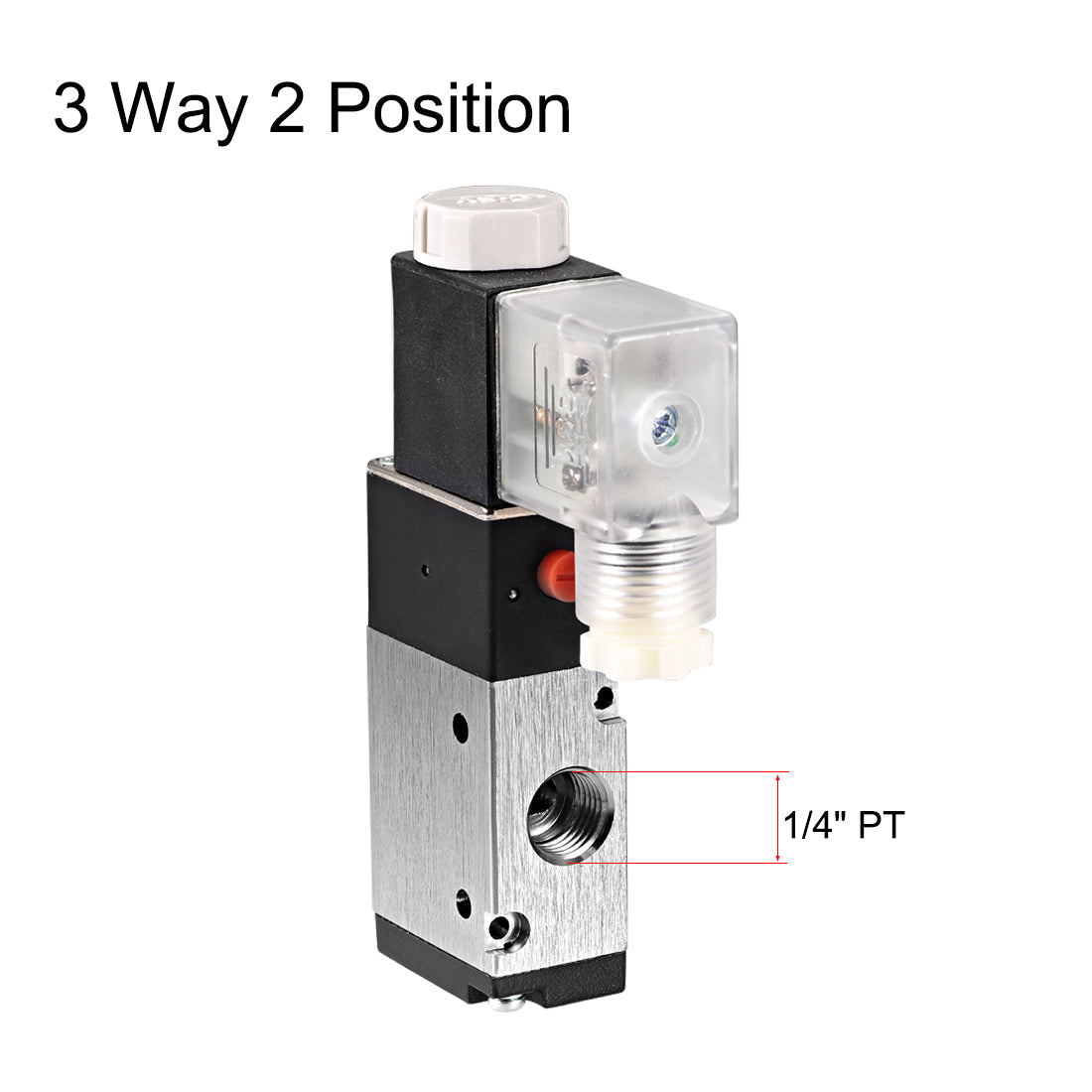uxcell Uxcell 3V210-08 Pneumatic Air NO Single Piloted  Electrical Control Solenoid Valve DC 12V 3 Way 2 Position 1/4" PT Internally Acting Type w LED Light