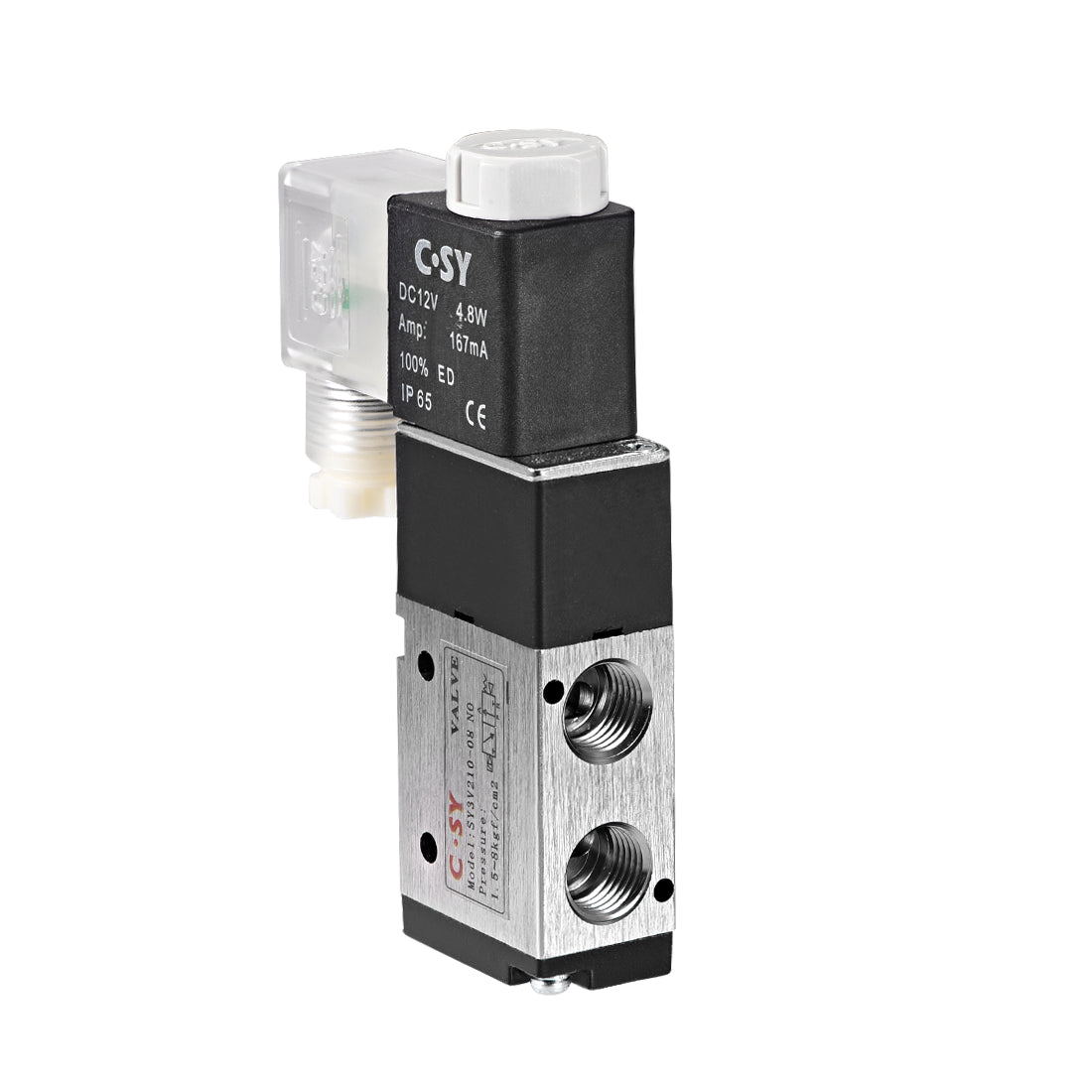 uxcell Uxcell 3V210-08 Pneumatic Air NO Single Piloted  Electrical Control Solenoid Valve DC 12V 3 Way 2 Position 1/4" PT Internally Acting Type w LED Light