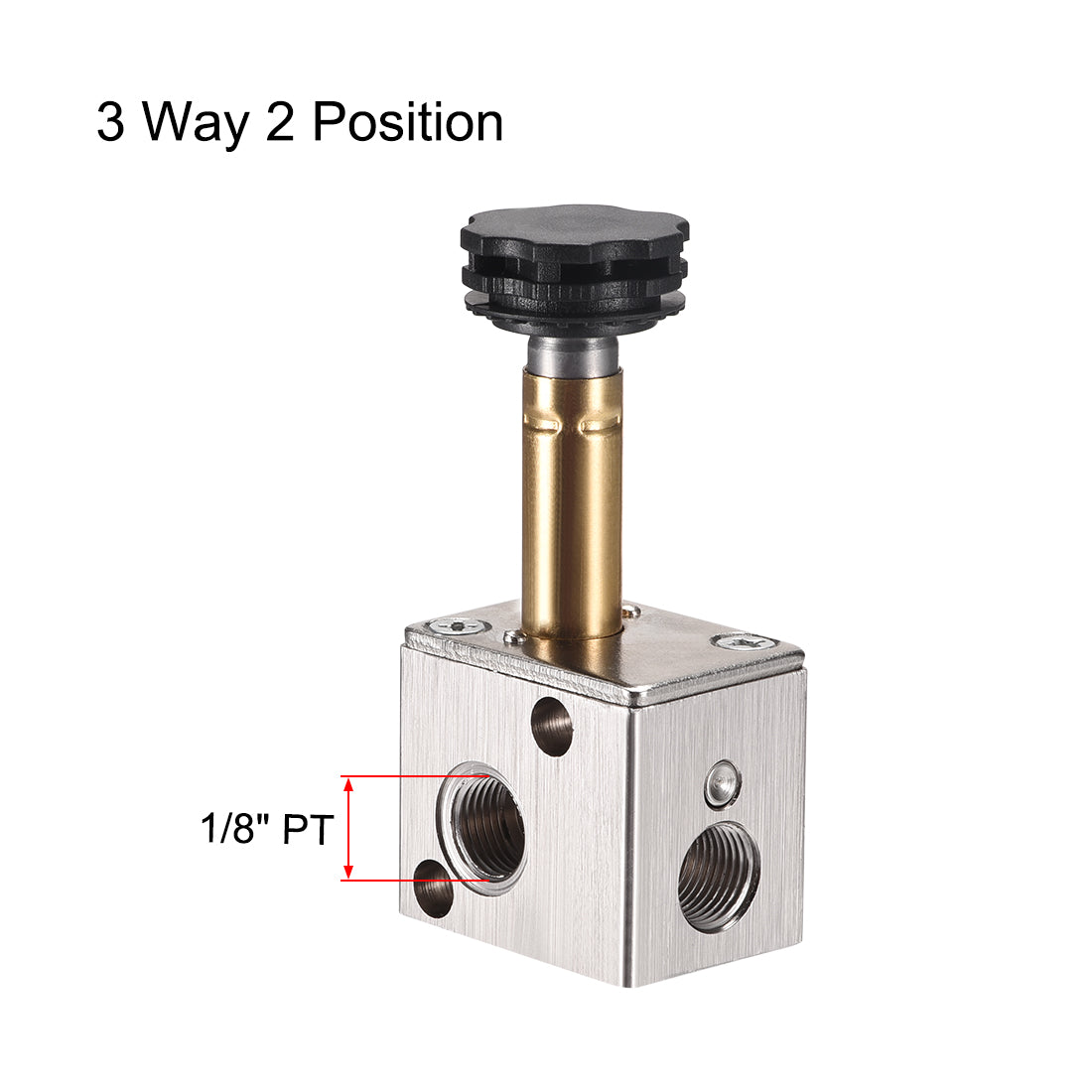 uxcell Uxcell 3V1-06  Pneumatic Air NC Single Electrical Control Solenoid Valve 3 Way 2 Position 1/8" PT Internally Piloted Acting Type Red Light