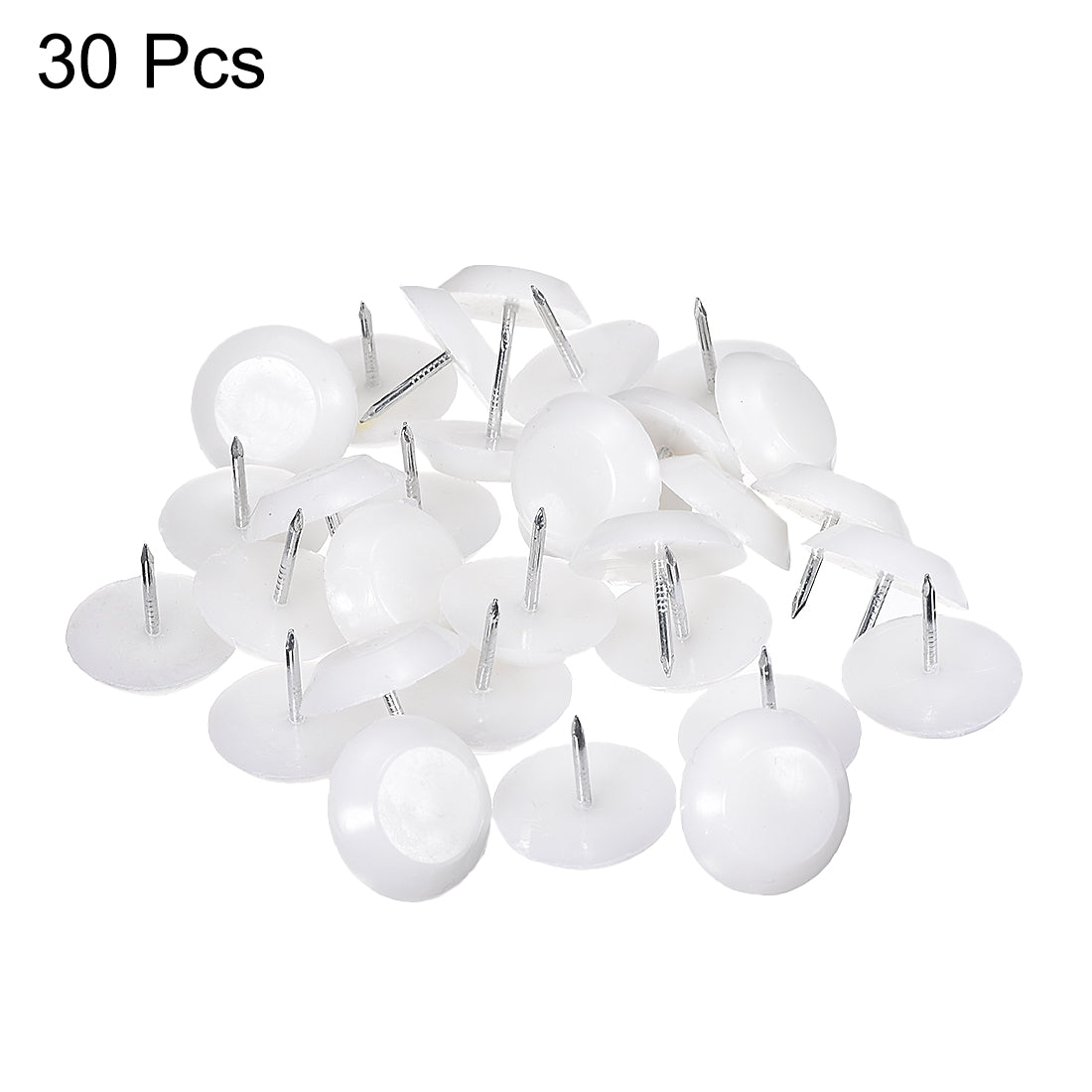 uxcell Uxcell Furniture Feet Nail Chair Table Leg Protector Pad 22mm Dia White Plastic 30pcs
