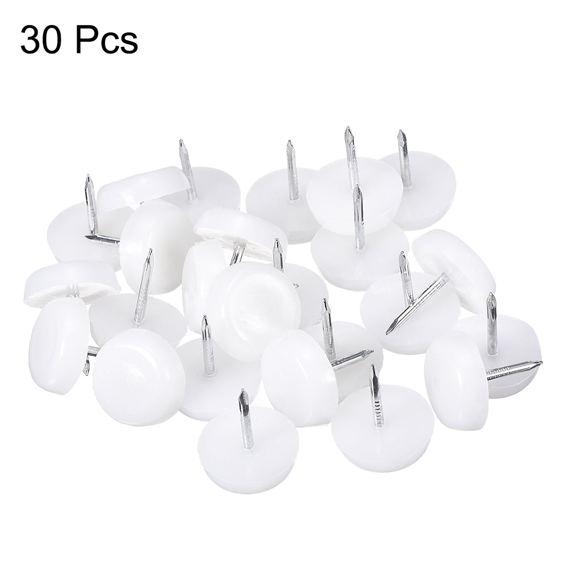 uxcell Uxcell Furniture Feet Nail Chair Table Leg Protector Pad 16mm Dia White Plastic 30pcs