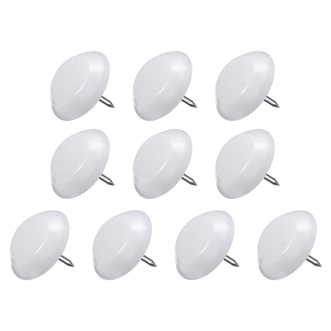 uxcell Uxcell Furniture Feet Nail Chair Table Leg Protector Pad 23mm Dia White Plastic 10pcs