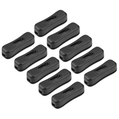 Harfington Uxcell Inline Cord Switch AC 250V 2A SPST Feed-Through Rocker Switch for Bedroom Table Lamp Desk Light, Black 10pcs