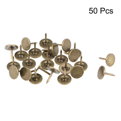 Harfington Uxcell Upholstery Nails Tacks 11mmx13mm Flat Head Furniture Nails Bronze Tone 50 Pcs