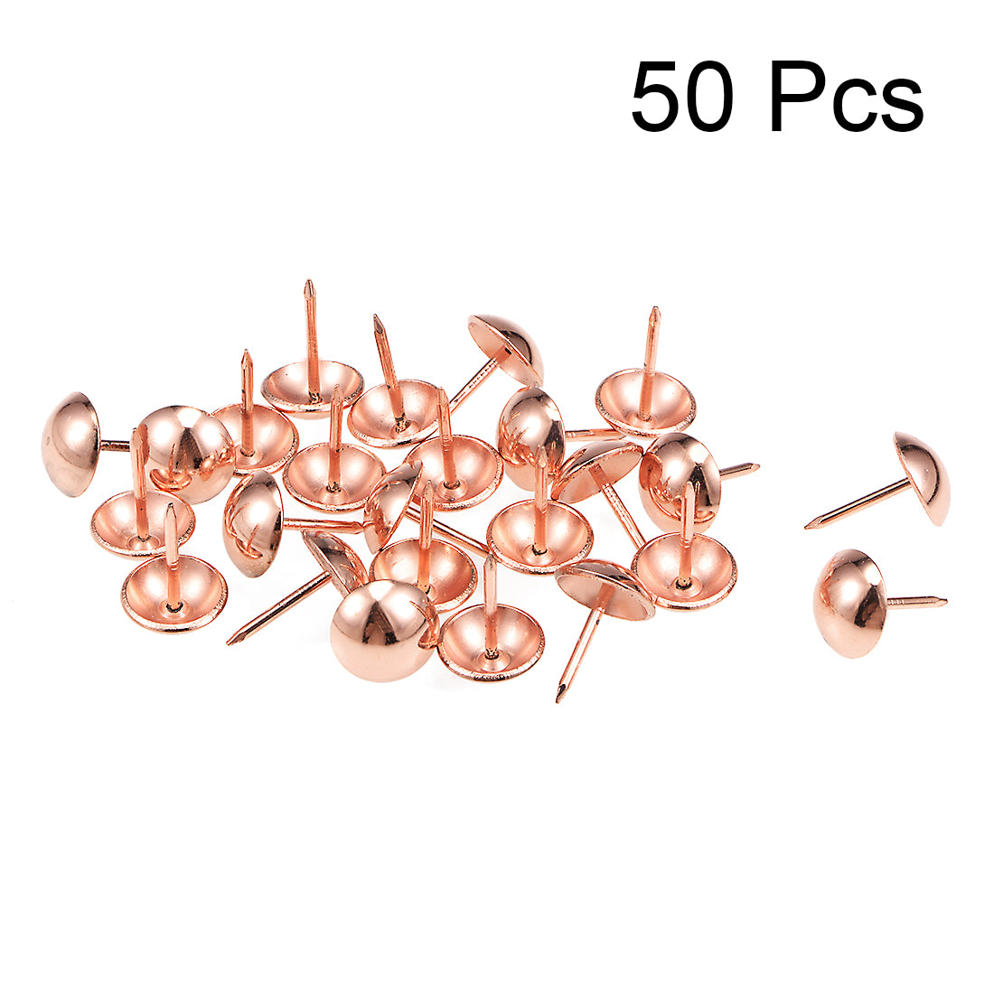 uxcell Uxcell Upholstery Nails Tacks 5mmx13mm Antique Round Thumb Push Pins Rose Gold Tone 50 Pcs
