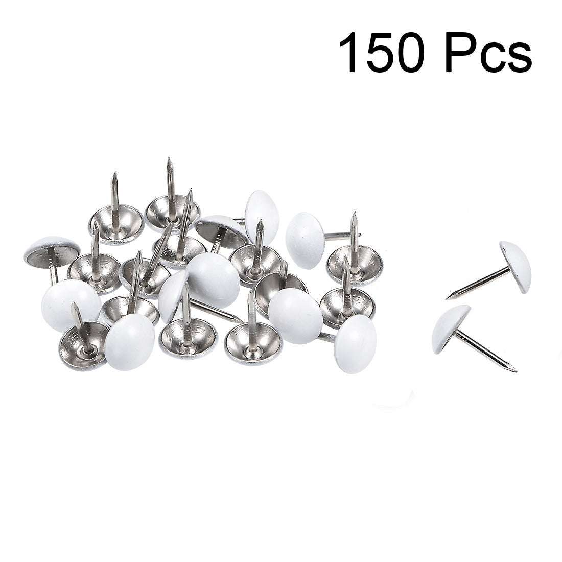 uxcell Uxcell Upholstery Nails Tacks 11mm White Round Head 17mm Length Thumb Push Pins 150 Pcs