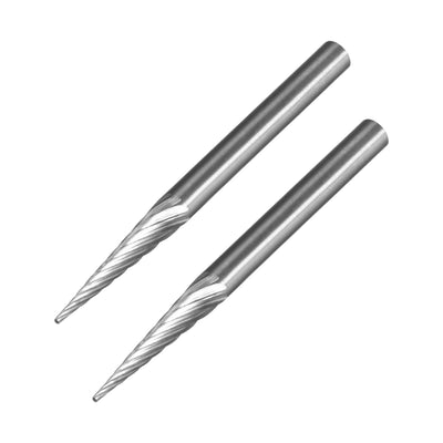 uxcell Uxcell Single Cut Rotary Burrs File Pointed Cone M Type 1/8" Shank 1/8" Head Size 2pcs