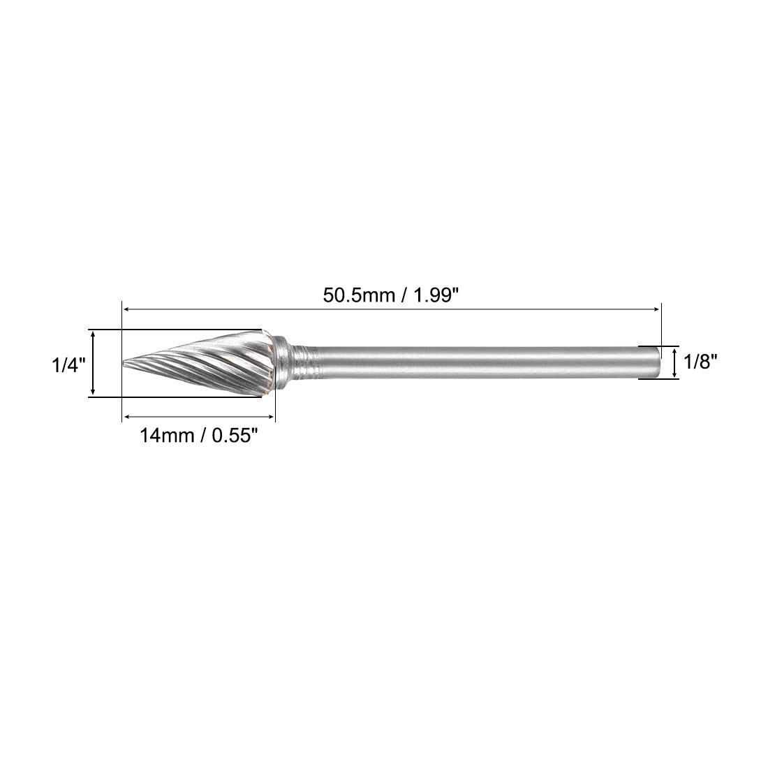 uxcell Uxcell Single Cut Rotary Burrs File Pointed Cone Shape w 1/8" Shank 1/4" Head Size 2pcs