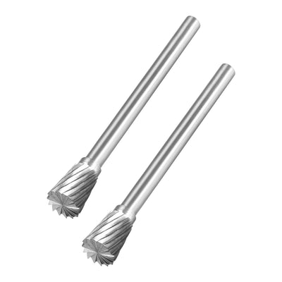 Harfington Uxcell Single Cut Rotary Burrs File Cylinder Shape with 1/8" Shank and 1/4" Head 2pcs