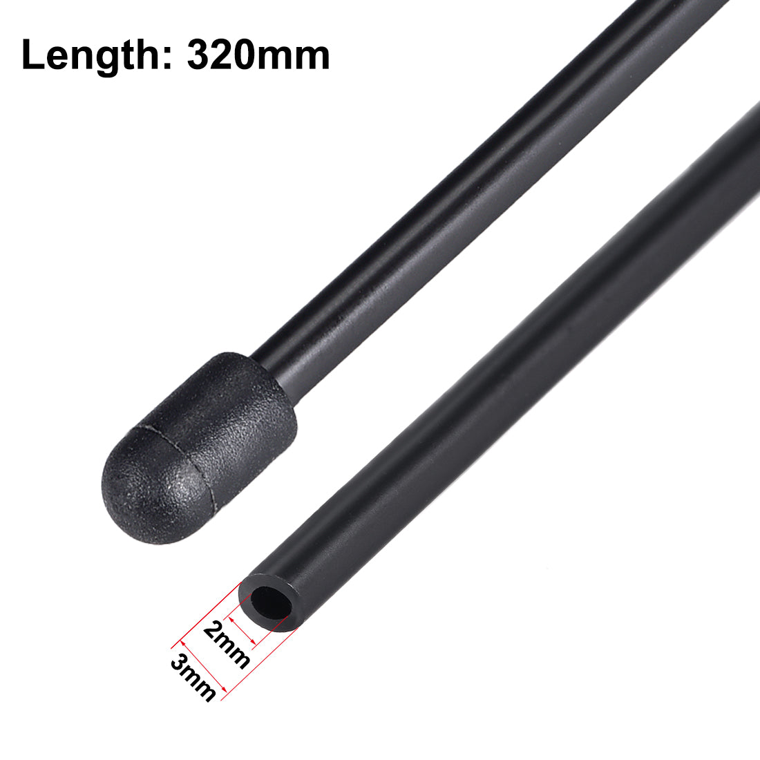 uxcell Uxcell RC Antenna Tube Black with Silver Mount and Cap for RC Boat 5pcs