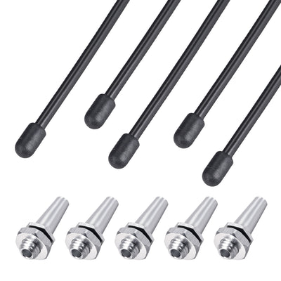 Harfington Uxcell RC Antenna Tube Black with Silver Mount and Cap for RC Boat 5pcs