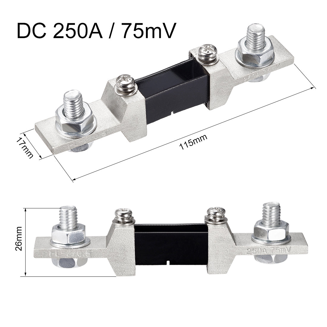 uxcell Uxcell Shunt Resistor 250A 75mV for DC Ammeter Panel Meter External FL-2 Shunt