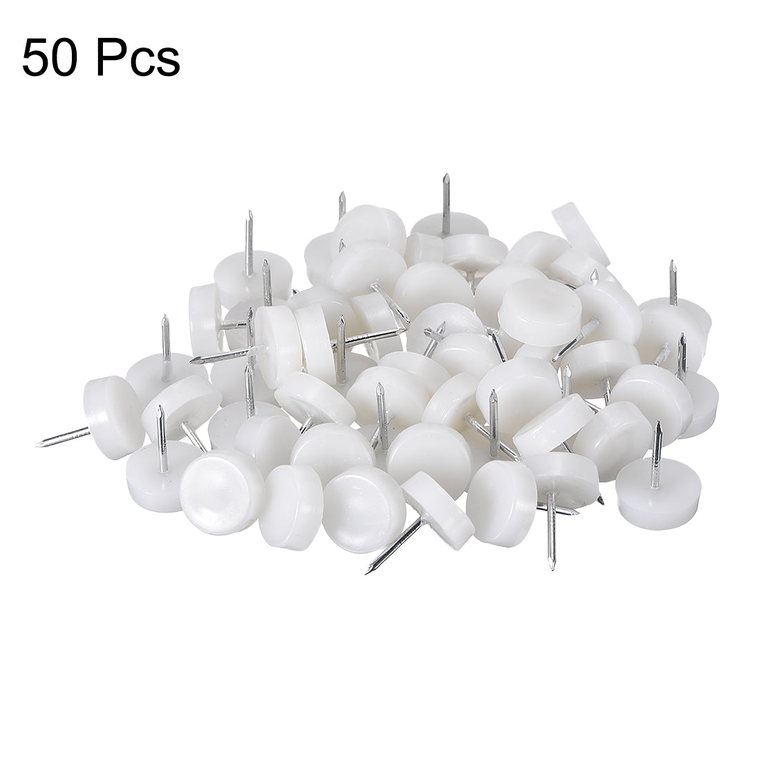uxcell Uxcell Furniture Feet Nail Chair Table Leg Protector 14mm Dia White Plastic 50pcs
