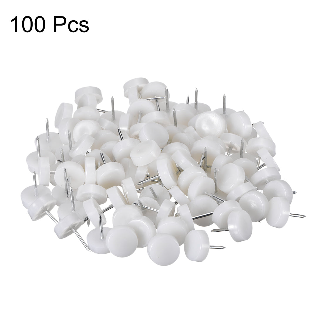 uxcell Uxcell Furniture Feet Nail Chair Table Leg Protector 14mm Dia White Plastic 100pcs