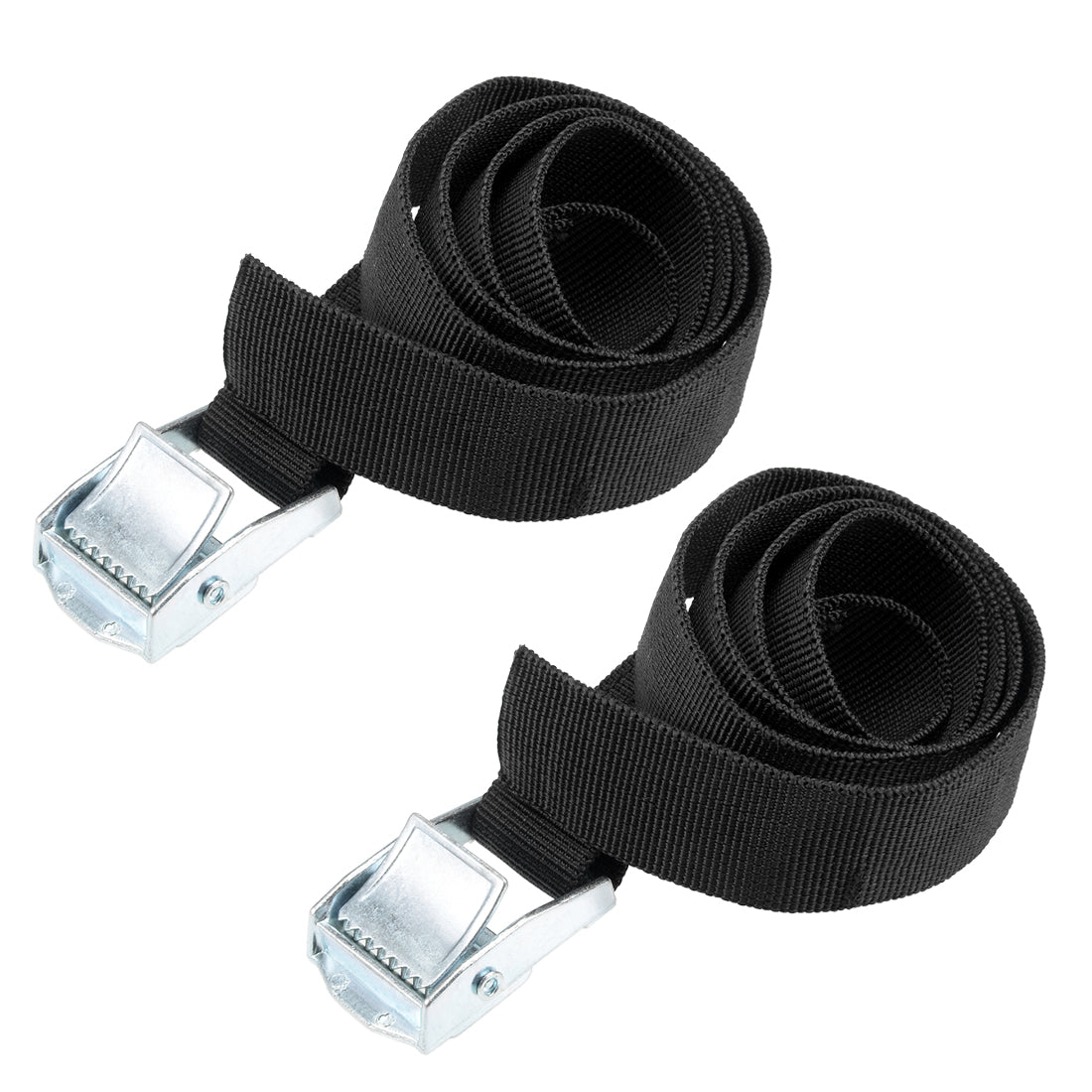 uxcell Uxcell 0.8M x 25mm Lashing Strap Cargo Tie Down StrapsBuckle Up to 80Kg, Black, 2Pcs