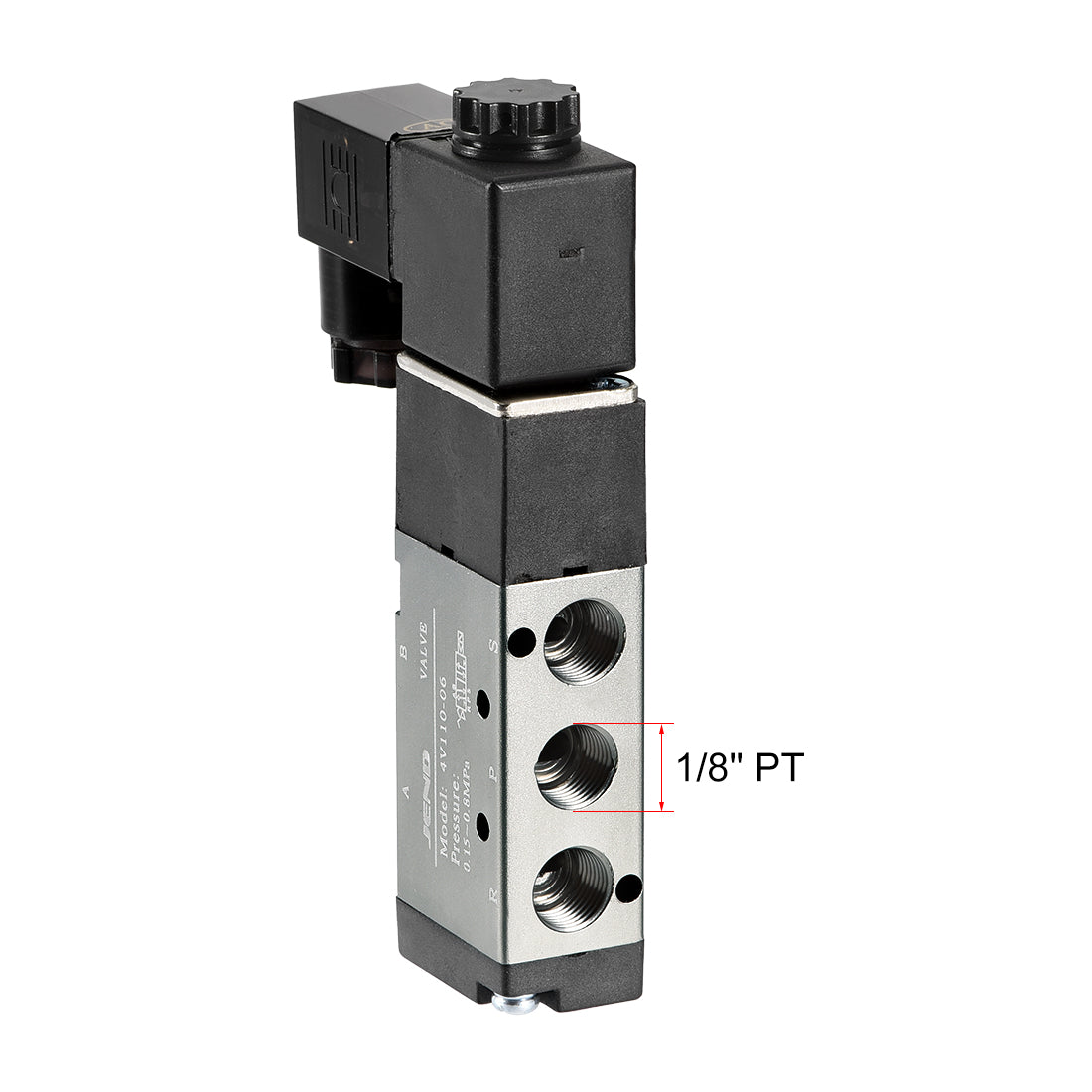uxcell Uxcell 4V110-06 Pneumatic Air Single Electrical Control Solenoid Valve AC 24V 5 Way 2 Position 1/8" PT Internally Piloted Acting Type Red Light