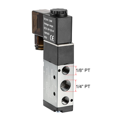 Harfington Uxcell 4V210-08 Pneumatic Air Electrical Control Solenoid Valve DC 24V 5 Way 2 Position 1/4" PT Internally Single Piloted Acting Type
