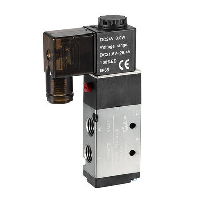 Harfington Uxcell 4V210-08 Pneumatic Air Electrical Control Solenoid Valve DC 24V 5 Way 2 Position 1/4" PT Internally Single Piloted Acting Type