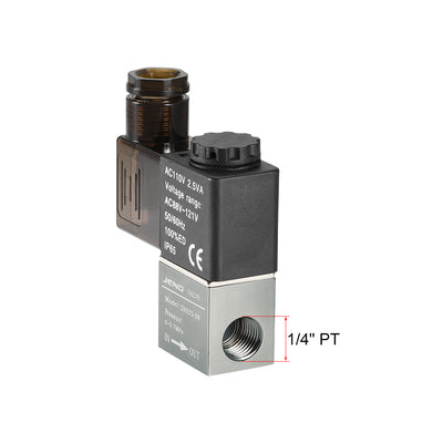 Harfington Uxcell 2V025-08 Pneumatic Air NC Single Electrical Control Solenoid Valve AC 110V 2 Way 2 Position 1/4" PT Thread Internally Piloted Acting Type Red Light