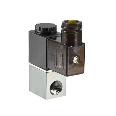 Harfington Uxcell 2V025-08 Pneumatic Air NC Single Electrical Control Solenoid Valve AC 110V 2 Way 2 Position 1/4" PT Thread Internally Piloted Acting Type Red Light