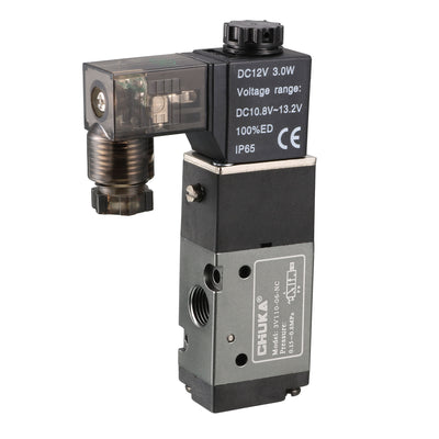 Harfington Uxcell 3V110-06 Pneumatic Air NC Single Piloted  Electrical Control Solenoid Valve DC 12V 3 Way 2 Position 1/8" PT Internally Acting Type