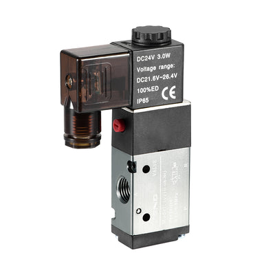 Harfington Uxcell 3V210-08 Pneumatic Air NO Single Piloted  Electrical Control Solenoid Valve DC 24V 3 Way 2 Position 1/4" PT Thread Internally Acting Type