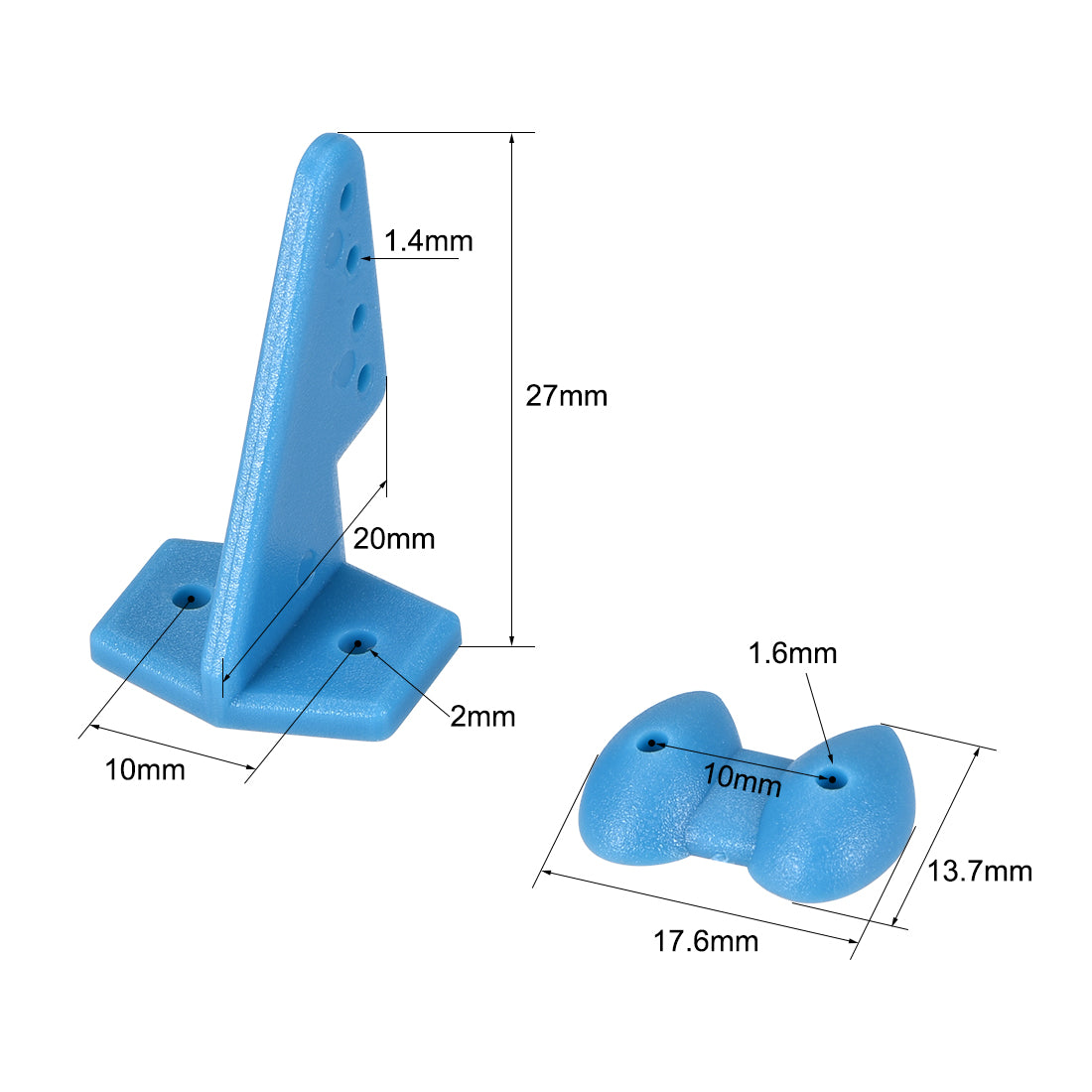 uxcell Uxcell Control Horn, 27x20mm Plastic Horns with 4 Holes 1.4mm for RC Airplane Parts Blue 10 Sets
