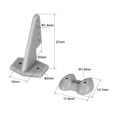 Harfington Uxcell Control Horn, 27x20mm Plastic Horns with 4 Holes 1.4mm for RC Airplane Parts Grey 10 Sets