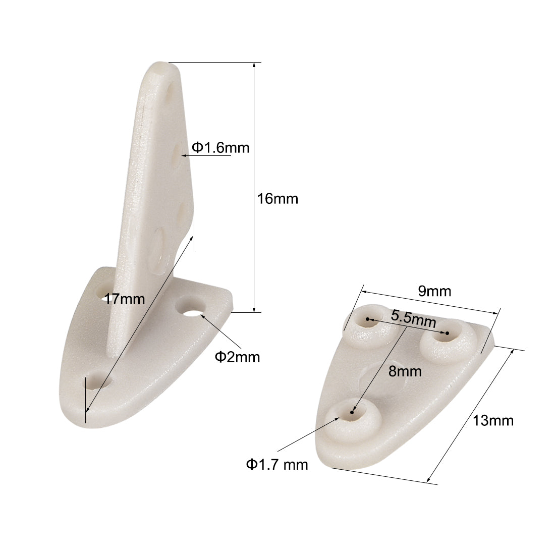 uxcell Uxcell Control Horn, 16x17mm Plastic Horns with 3 Holes 1.6mm for RC Airplane Parts Grey 10 Sets