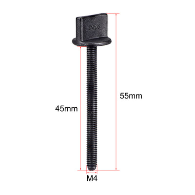 Harfington Uxcell M4 x 45mm Thumb Screw with T Nut Plastic Screws Metric Thread 4 Pcs