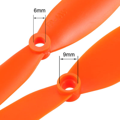 Harfington Uxcell RC Propellers  1060 10x6 Inch 2-Vane Fixed-Wing for Airplane Toy, Nylon Orange 4pcs with Adapter Rings