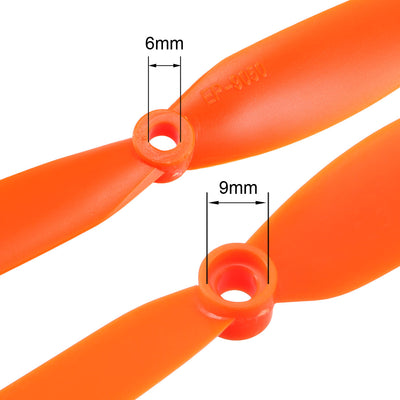 Harfington Uxcell RC Propellers  9050 9x5 Inch 2-Vane Fixed-Wing for Airplane Toy, Nylon Orange 10pcs with Adapter Rings