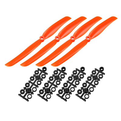 Harfington Uxcell RC Propellers  8060 8x6 Inch 2-Vane Fixed-Wing for Airplane, Nylon Orange 4pcs with Adapter Rings