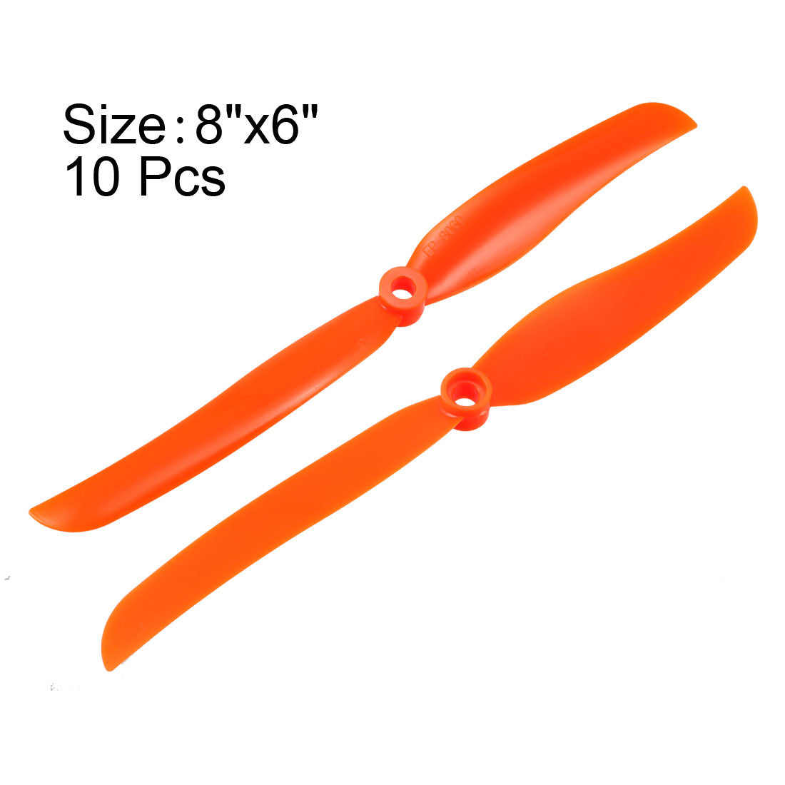 uxcell Uxcell RC Propellers  8060 8x6 Inch 2-Vane Fixed-Wing for Airplane Toy, Nylon Orange 10pcs with Adapter Rings