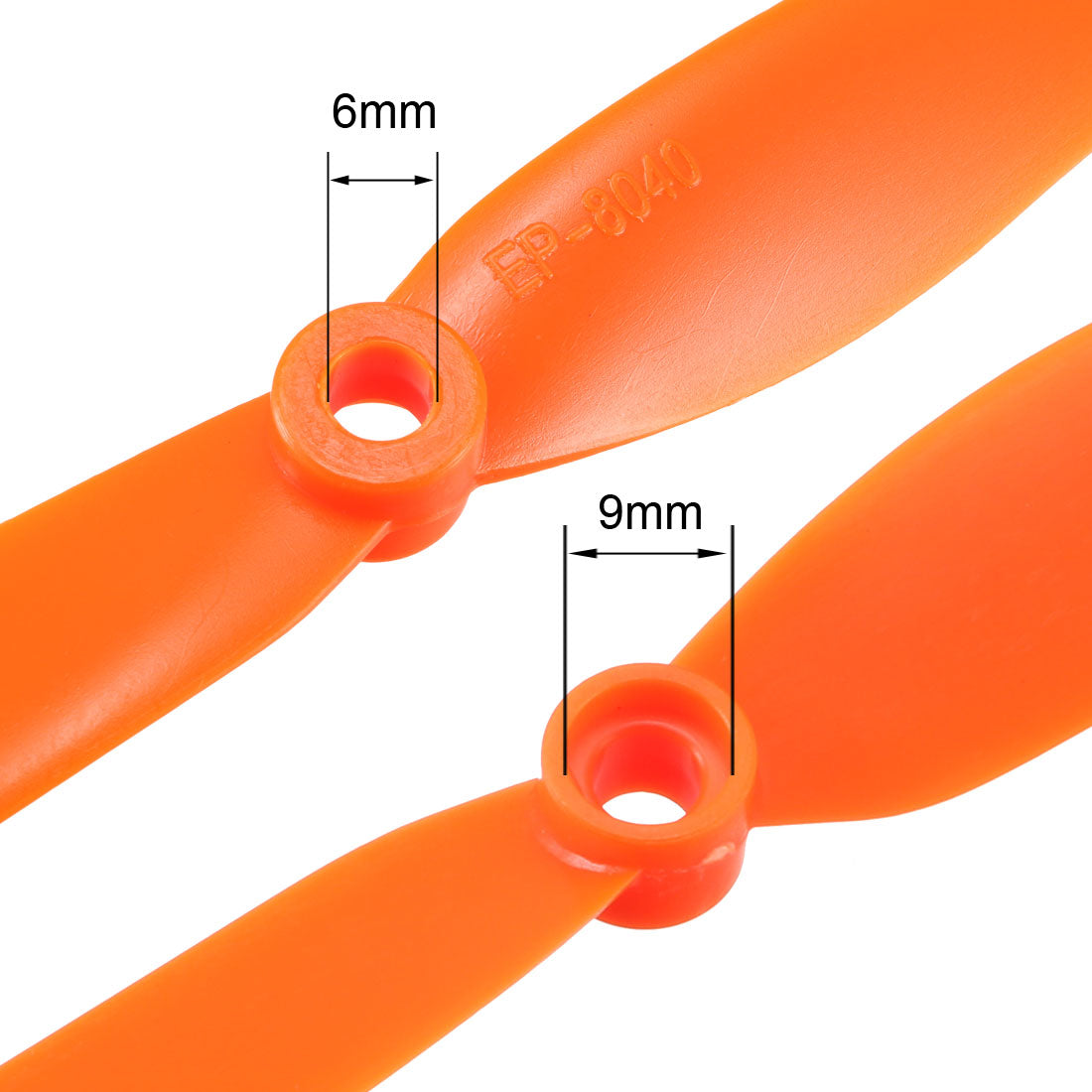 uxcell Uxcell RC Propellers  8040 8x4 Inch 2-Vane Fixed-Wing for Airplane Toy, Nylon Orange 4pcs with Adapter Rings