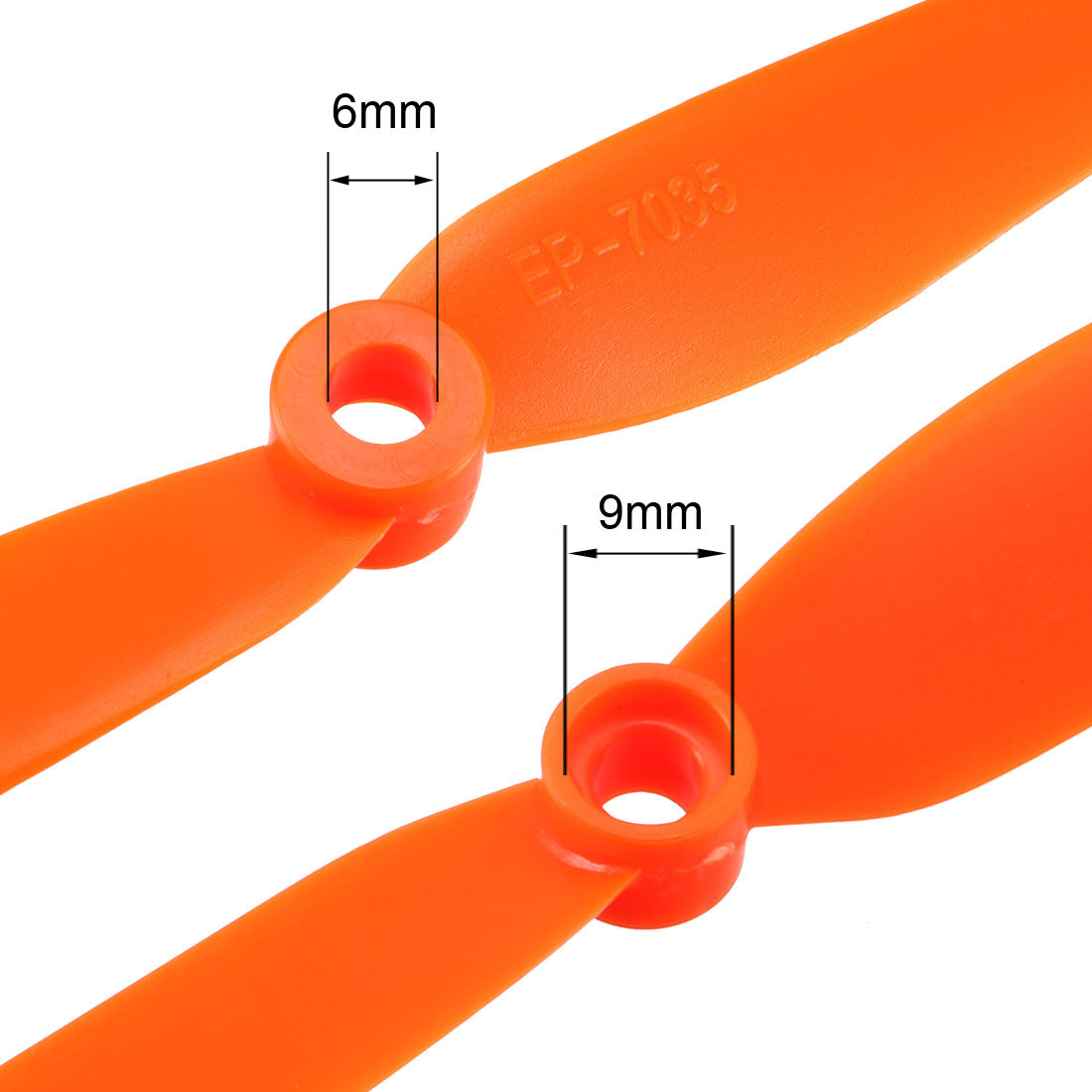 uxcell Uxcell RC Propellers  7035 7x3.5 Inch 2-Vane Fixed-Wing for Airplane Toy, Nylon Orange 2pcs with Adapter Rings