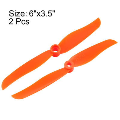 Harfington Uxcell RC Propellers  6035 6x3.5 Inch 2-Vane Fixed-Wing for Airplane Toy, Nylon Orange 2pcs with Adapter Rings