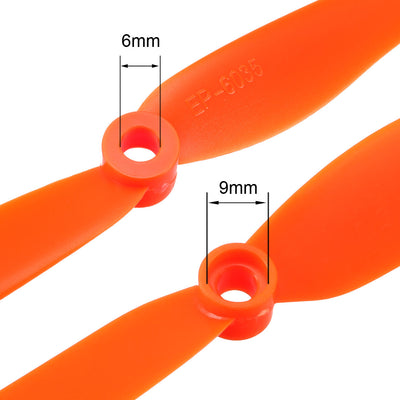 Harfington Uxcell RC Propellers  6035 6x3.5 Inch 2-Vane Fixed-Wing for Airplane Toy, Nylon Orange 4pcs with Adapter Rings