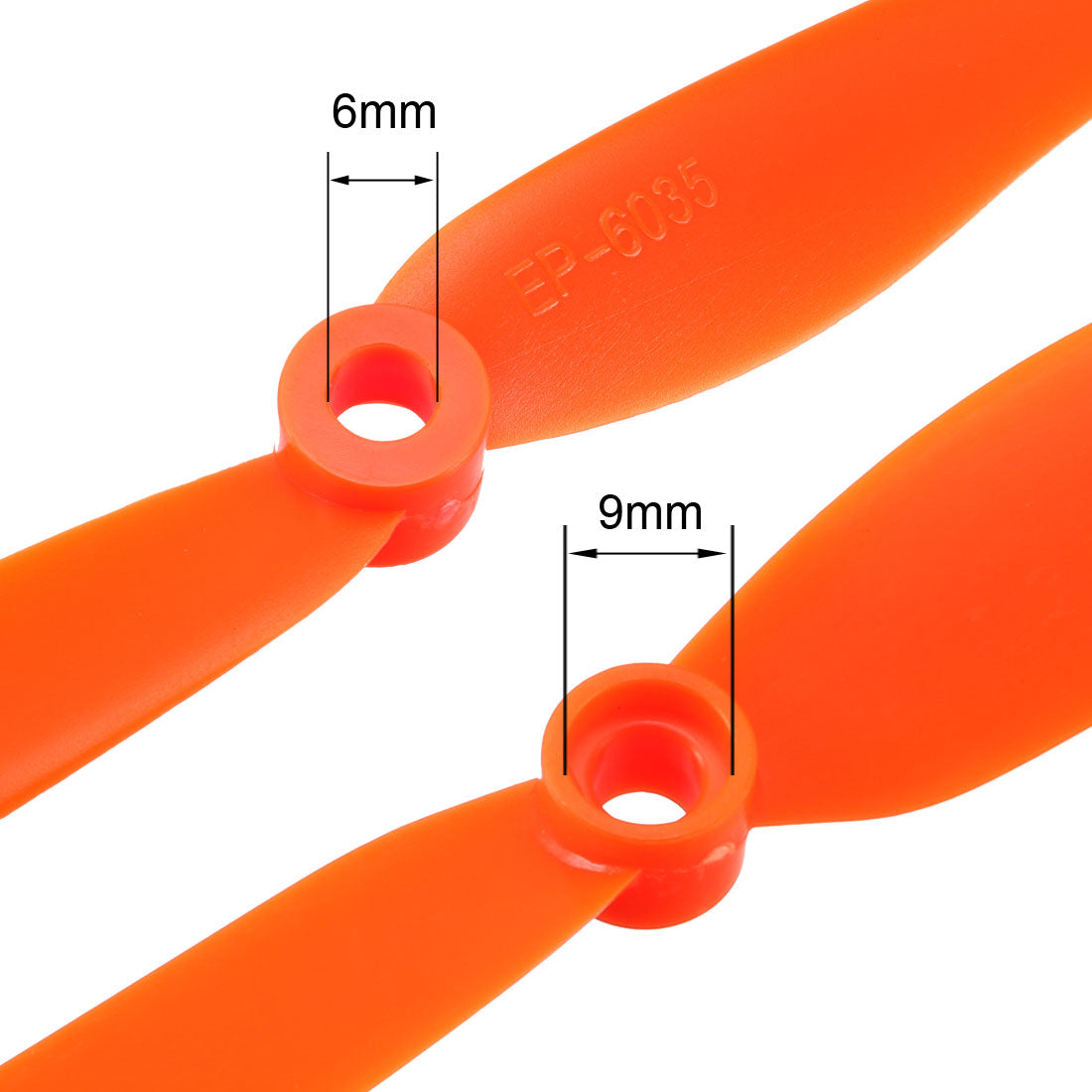 uxcell Uxcell RC Propellers  6035 6x3.5 Inch 2-Vane Fixed-Wing for Airplane Toy, Nylon Orange 10pcs with Adapter Rings