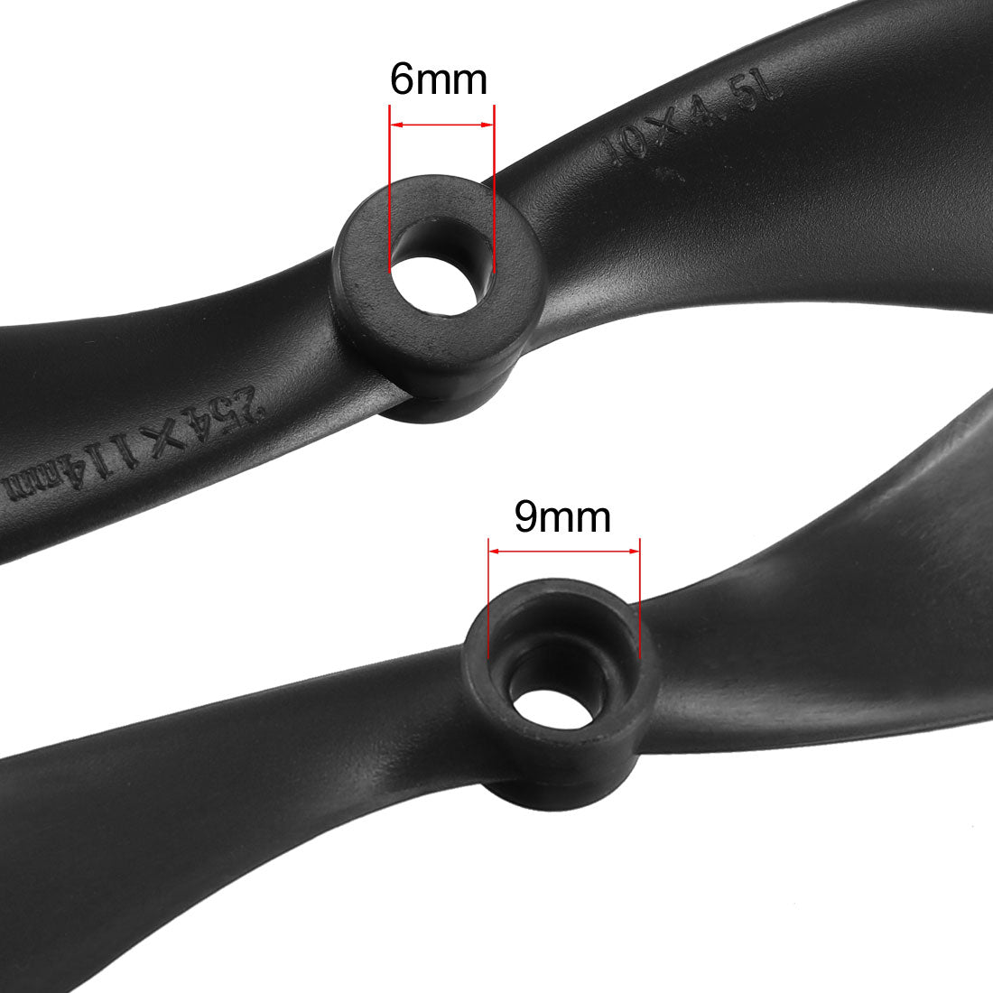 uxcell Uxcell RC Propellers  C 1045 10x4.5 Inch 2-Vane Fixed-Wing for Airplane Toy, Nylon Black 5 Pairs with Adapter Rings