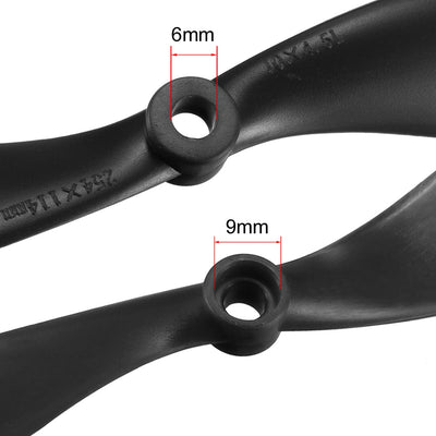Harfington Uxcell RC Propellers  C 1045 10x4.5 Inch 2-Vane Fixed-Wing for Airplane Toy, Nylon Black 5 Pairs with Adapter Rings