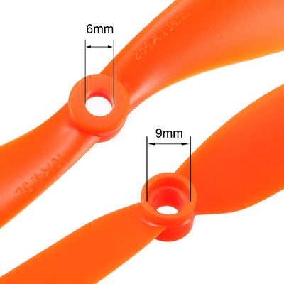 Harfington Uxcell RC Propellers  C 1045 10x4.5 Inch 2-Vane Fixed-Wing for Airplane Toy, Nylon Orange 5 Pairs with Adapter Rings