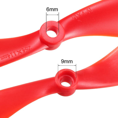 Harfington Uxcell RC Propellers  C 1045 10x4.5 Inch 2-Vane Fixed-Wing for Airplane Toy, Nylon Red 4 Pairs with Adapter Rings