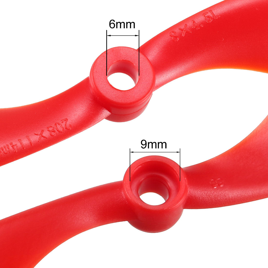 uxcell Uxcell RC Propellers  C 8045 8x4.5 Inch 2-Vane Fixed-Wing for Airplane Toy, Nylon Red 2 Pairs with Adapter Rings