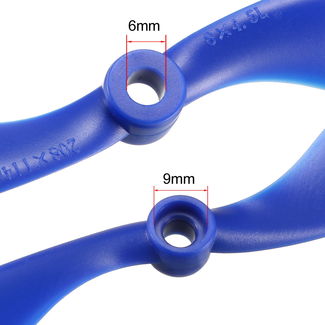 uxcell Uxcell RC Propellers  C 8045 8x4.5 Inch 2-Vane Fixed-Wing for Airplane Toy, Nylon Blue 4 Pairs with Adapter Rings