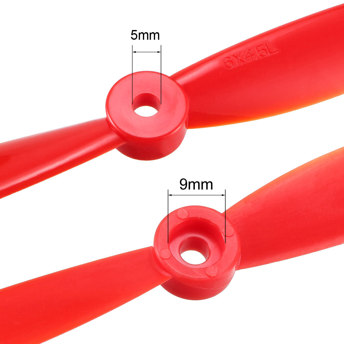 uxcell Uxcell RC Propellers  C 6045 6x4.5 Inch 2-Vane Quadcopter for Airplane Toy, Nylon Red 2 Pairs with Adapter Rings