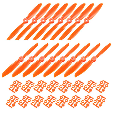 Harfington Uxcell RC Propellers  C 6045 6x4.5 Inch 2-Vane Quadcopter for Airplane Toy, Nylon Orange 8 Pairs with Adapter Rings
